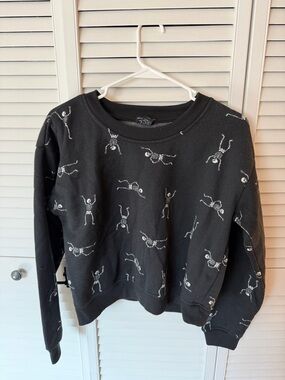 Black Skeleton Print Crewneck Sweatshirt